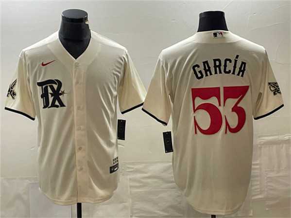 Men%27s Texas Rangers #53 Adolis Garcia Cream City Connect Cool Base Stitched Baseball Jersey